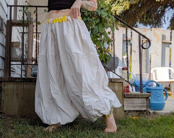 Eco-Chic Boho Genie Harem Pants - Gray and Yellow