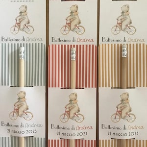 Segnalibro personalizzato con matita per bomboniere di Battesimo, Comunione, Cresima. Idea regalo per invitati alla festa di compleanno