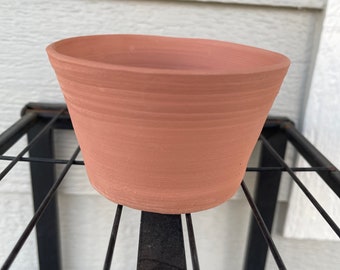 Small Terra Cotta Style Planter Pot Unglazed Kiln Fired Red Clay Wheel Thrown Handmade Ceramic