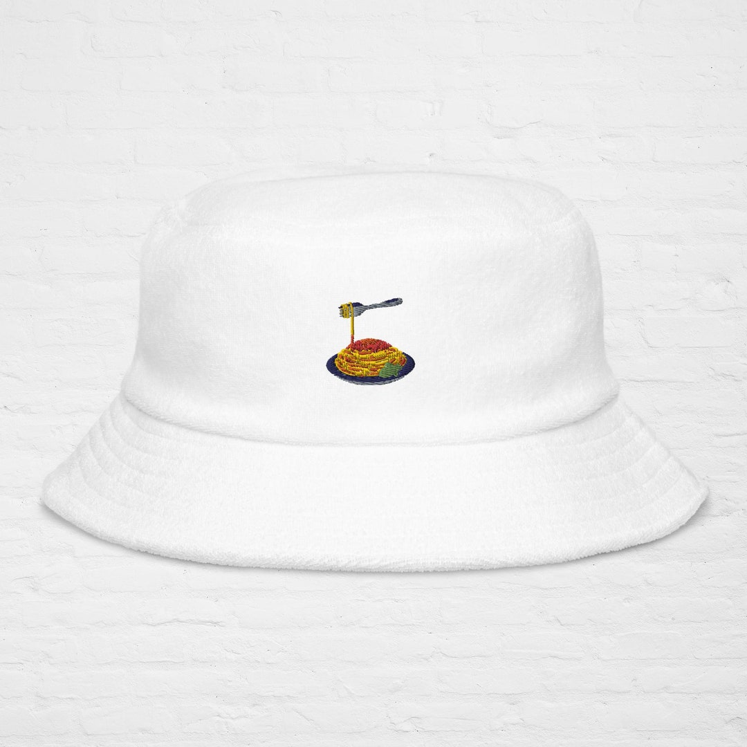 Spaghetti Terry Cloth Bucket Hat Come and Spaghet It Etsy