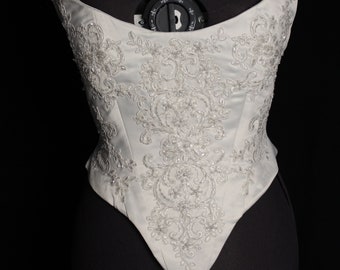 Bridal Corset and skirt Off white satin and lace