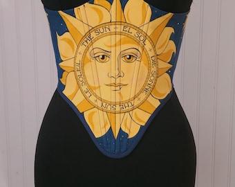 Sun celestial Upcycle material under bust corset