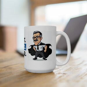 White Mug for Dad with Design - Unique and special gift for Fathers with image of Super Dad, gifts for father&#39;s day