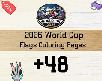 48 World Cup Coloring Pages Bundle Football Printable Activity Book for Kids PDF