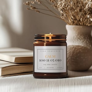Calm Candle, Scented Soy Candle with Energy Code for Relaxation, Stress Relief, Peaceful Sleep, Self-Care, Meditation Rituals