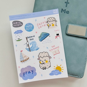 Christian Bible Journaling Sticker Sheet: Hand-Drawn Faith Stickers