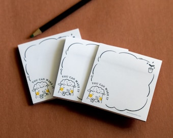Cute Sticky Notepad, Illustrated Sheep Design, 50 Pages