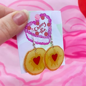 Jammy dodger earrings | jammy dodger gifts | biscuit earrings | quirky funky earrings