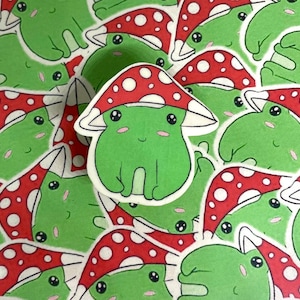 Mushroom frog | mushroom frog stickers | mushroom stickers | mushroom gifts | frog gifts, frog stickers