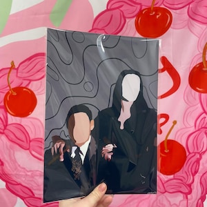 The Addams Family inspired  Art Print | Morticia & Gomez | Wednesday Addams poster (A4)