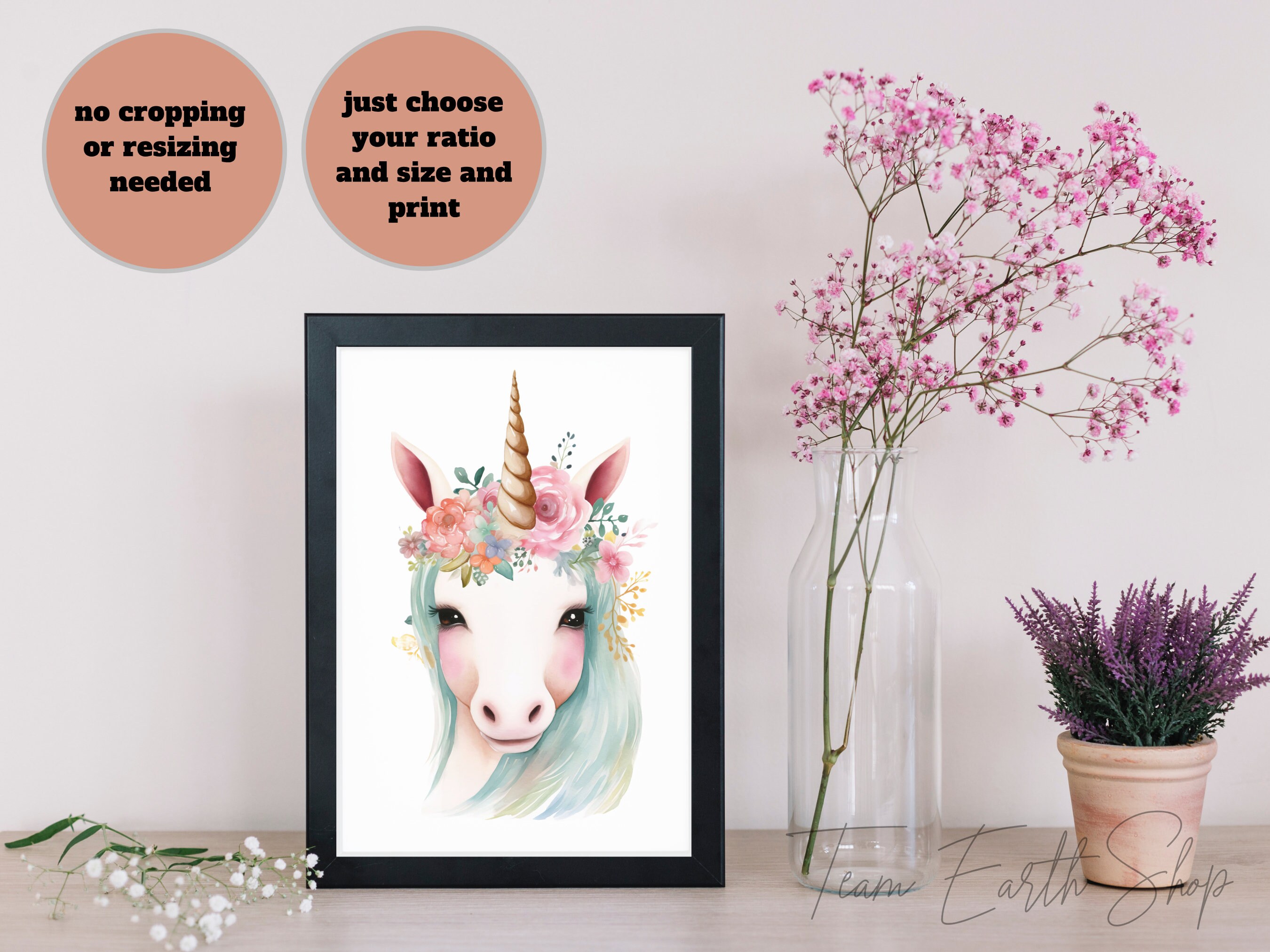 Watercolor Unicorn Printable Wall Art, Digital Download for Nursery ...