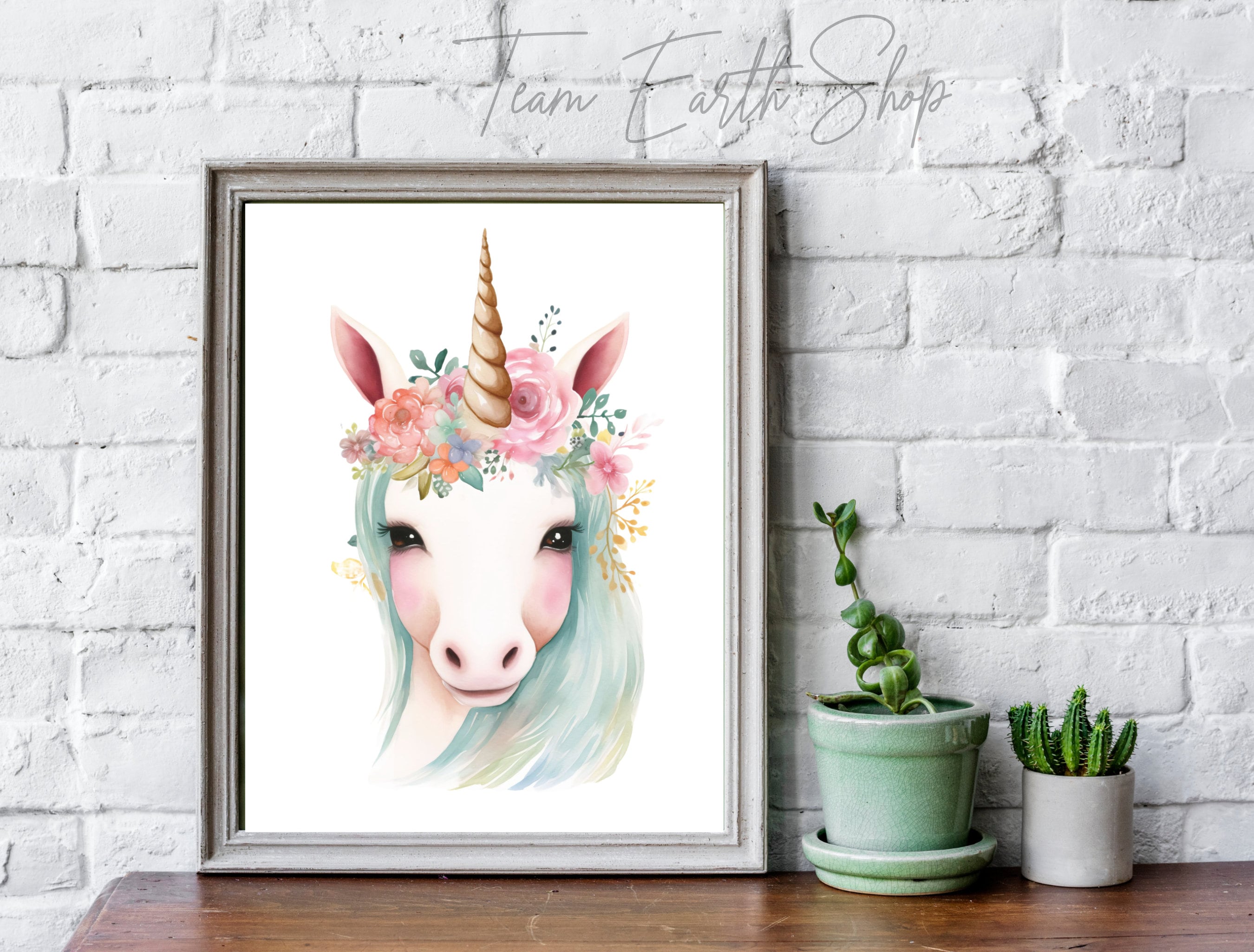 Watercolor Unicorn Printable Wall Art, Digital Download for Nursery