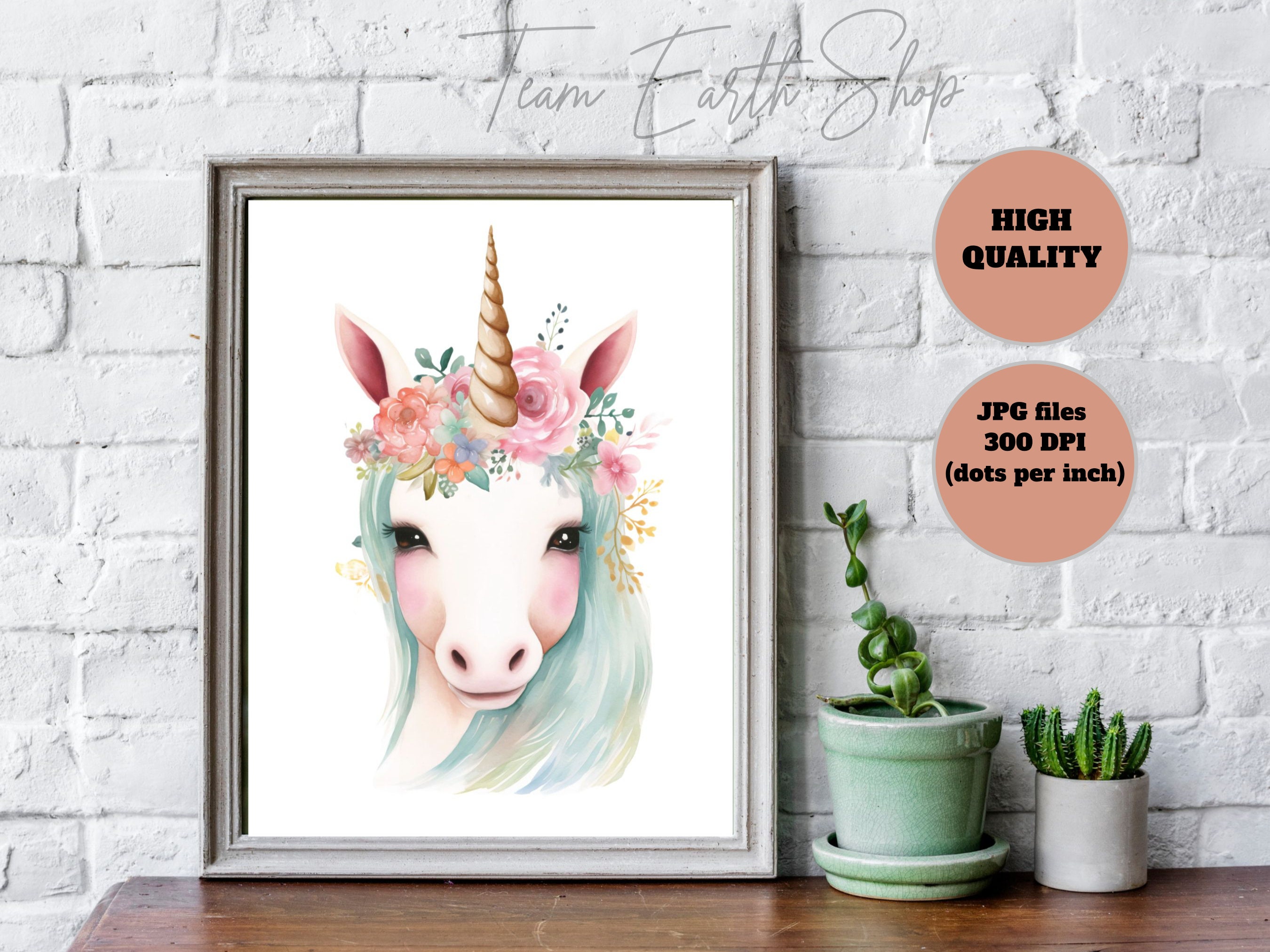 Watercolor Unicorn Printable Wall Art, Digital Download for Nursery ...