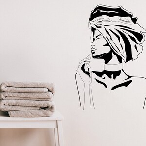 Afro beautiful face decal Spa studio decal Afro American Beauty salon decal Esthetician decal Make up decal Woman face decal Beauty decal