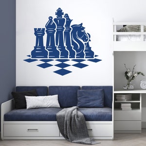 Chess decal Chess game decal Game room chess wall decal Chess piece decal Gaming chess club decal Playroom chess decal Teen room chees decal