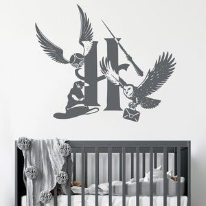 Letter H wall decal Custom letter wall decal Wizard decal Letter H name decal Nursery decal Kids room decal
