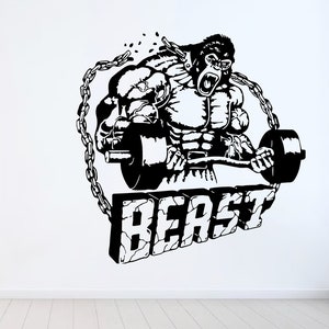Beast decal Gorilla gym decal Workout decal Fitness gorilla decal CrossFit decal Lifting gorilla decal Bodybuilder gorilla decal Wall decal