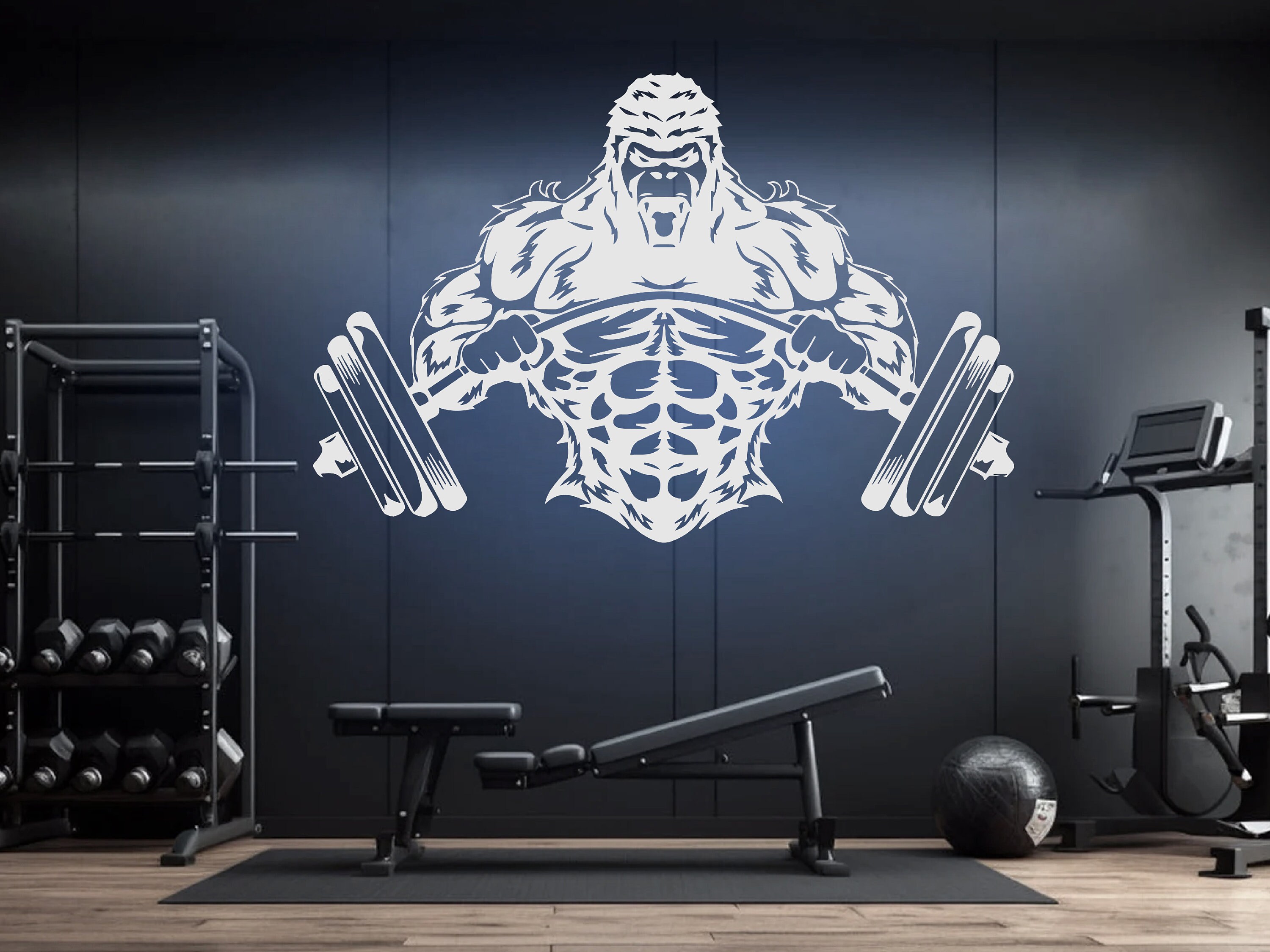 Sport Decal Gym Decal Workout Vinyl Gym Wall Decal Fitness Gorilla
