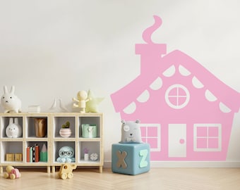 House wall decal Headboard decal Playroom house decal Large house decal Bright colors house decals Village city decals Whimsical house decal