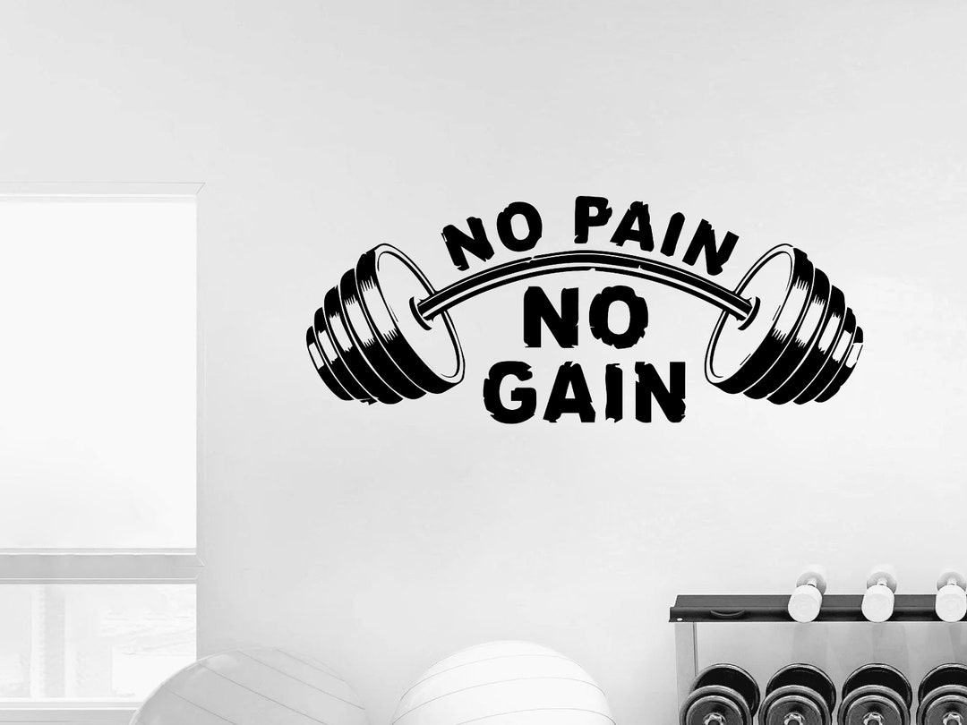 No Pain No Gain Decal Gym Dumbbell Decal Workout Decal Fitness Decal ...