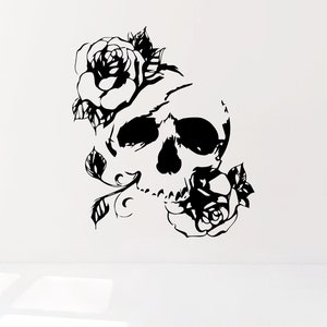 Skull decal Scull flowers decal Skull Rose decal Skull roses decal Skull tattoo decal Skull sticker Car skull decal Skull skeleton decal