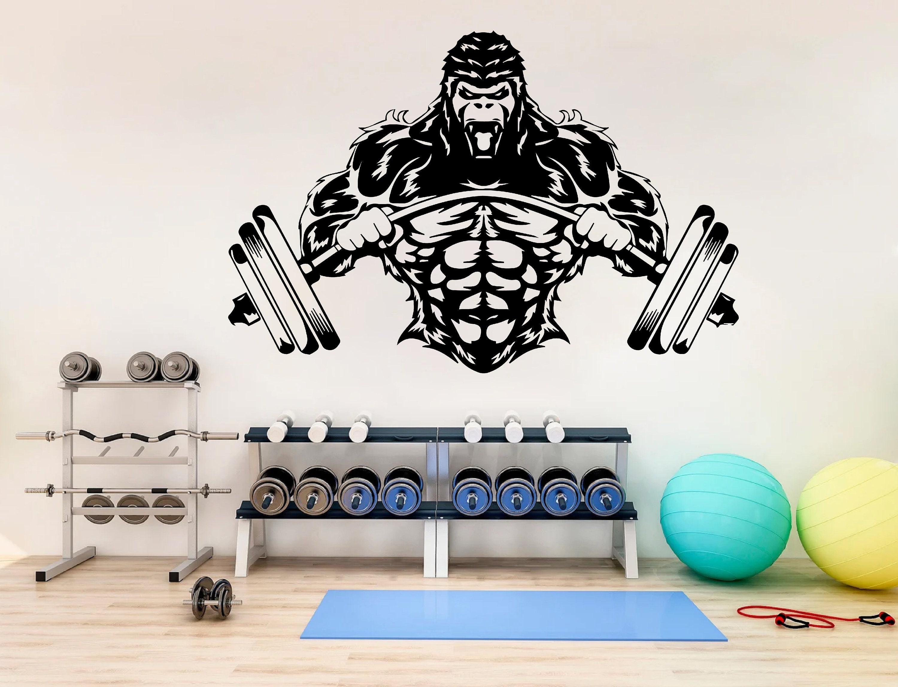 Sport Decal Gym Decal Workout Vinyl Gym Wall Decal Fitness Gorilla