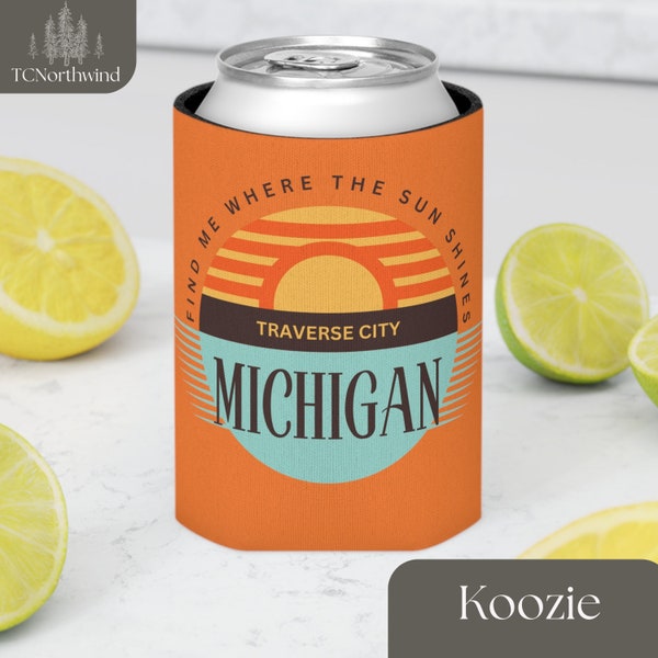 Sun Shines In TC Can Cooler, Koozie, Traverse City, Summer, Michigan, Northern Michigan, Can Holder, NoMI