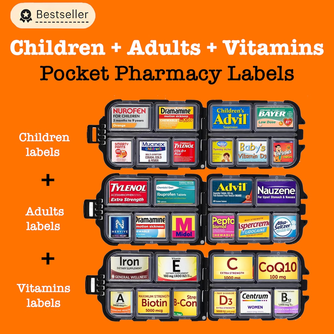 Pocket Pharmacy Label Bundle Pill Organizer Printable Pill Etsy Australia