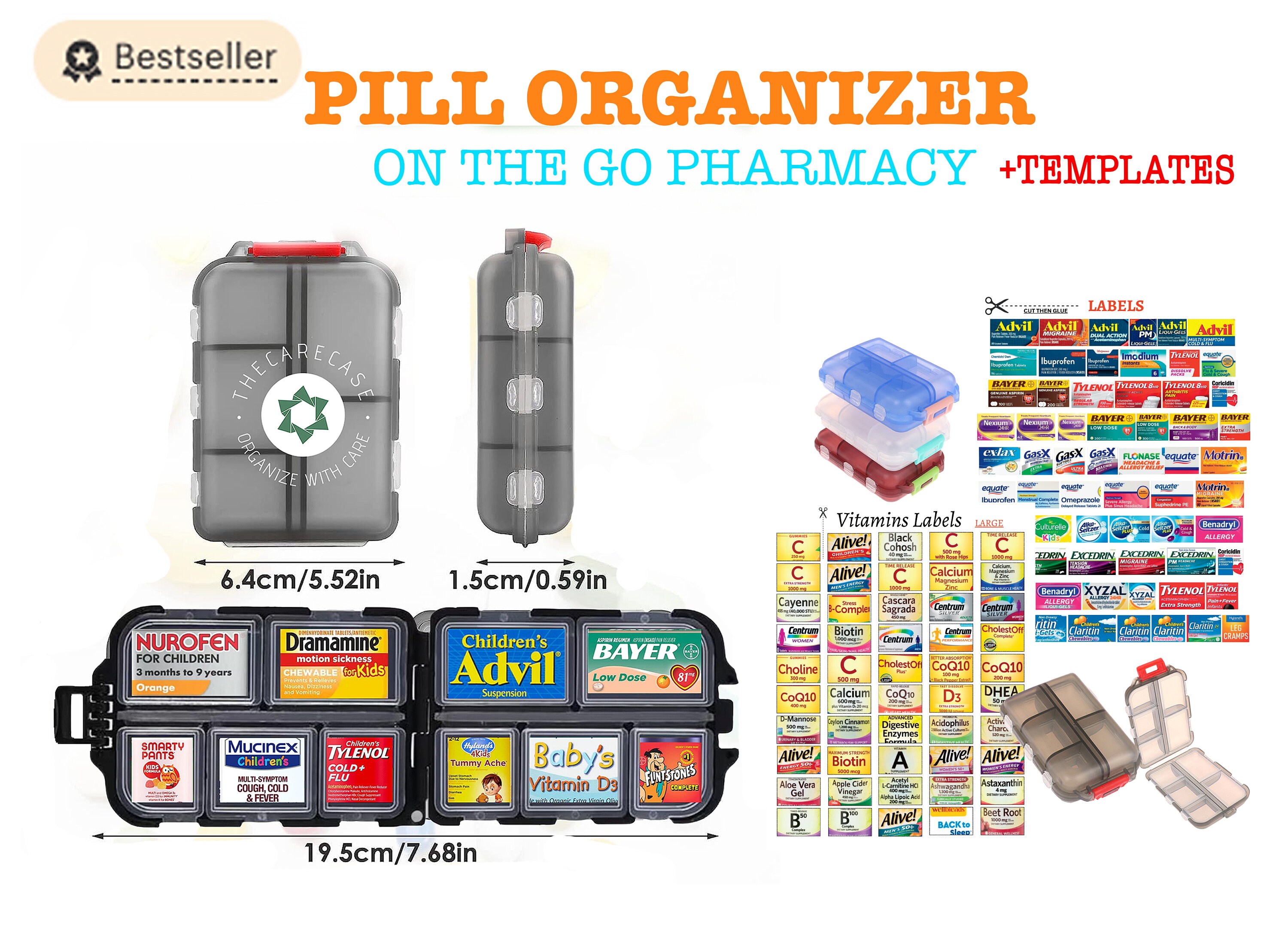 Pill Organizer Pocket Pharmacy Travel Pill Box Organizer Etsy