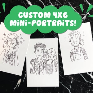 Custom Mini 4x6 Hand-Drawn Portrait