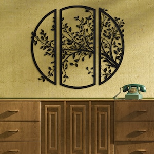Large Tree of Life Metal Wall Art, Metal Tree Wall Art, 3 Piece Metal Wall Decor, Living Room Wall Art, Natural Tree of Life Wall Decor