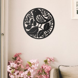 Pájaro en la naturaleza, decoración de pared con pájaros, decoración de pared de metal, arte de pared minimalista, regalo para un nuevo hogar, letrero de pared con pájaros, arte de pared con pájaros, decoración de la naturaleza