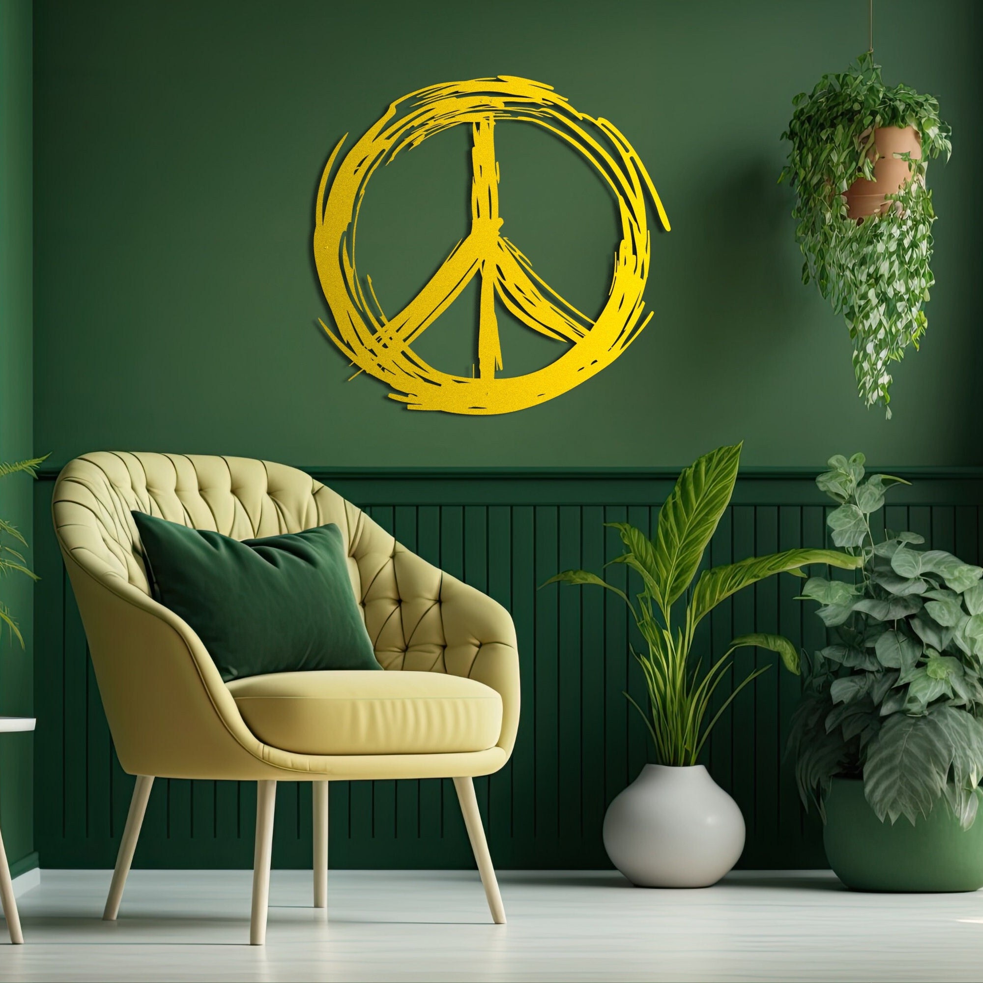 Zen Brush Design Peace Symbol, Peace Sign Wall Art, Metal Peace Sign