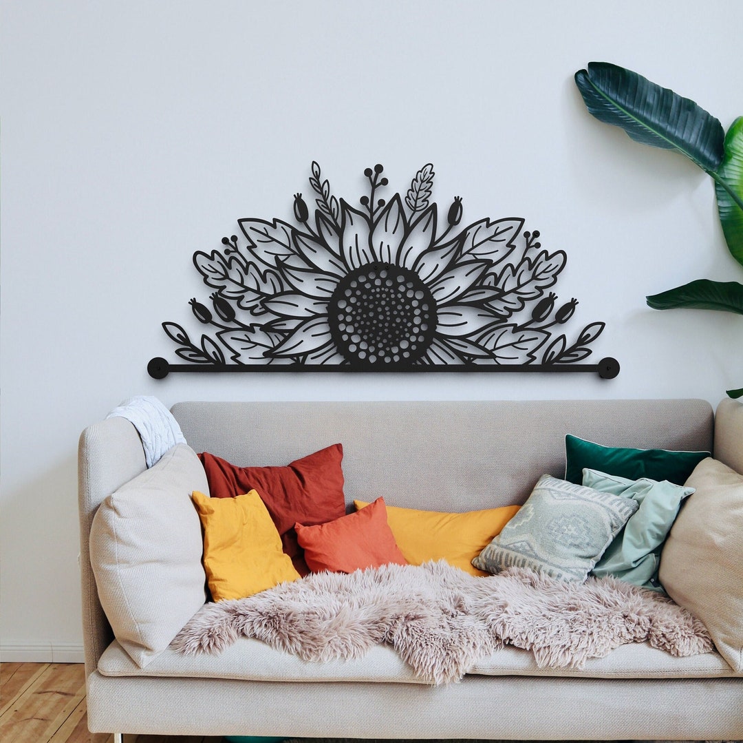 Sunflower Metal Wall Decor, Metal Flower Wall Art, Above Bed Decor