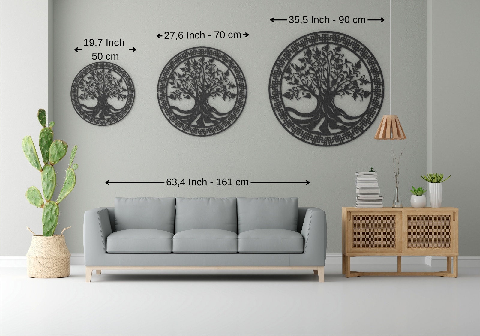Tree Of Life Metal Wall Art - 30x30 Inch Black Steel Wall Decor For Living Room, Bedroom, Dining Room