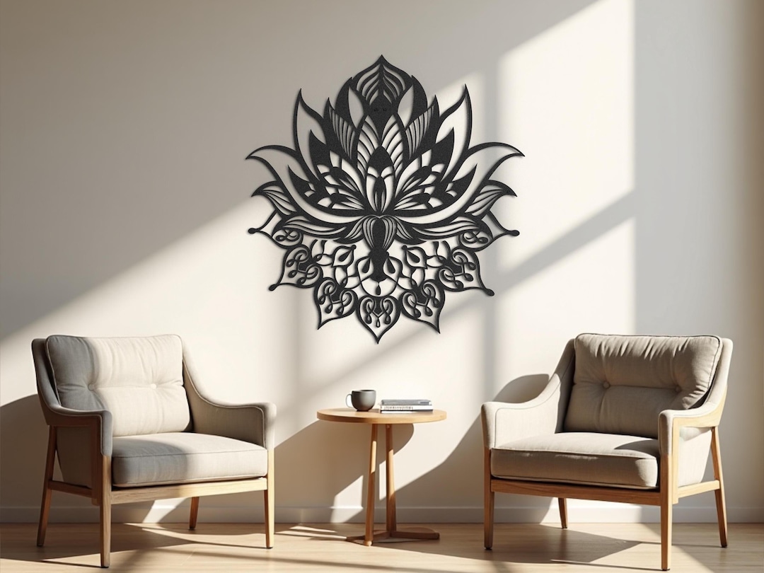 Lotus Flower Metal Wall Art - XL Mandala Design - Handcrafted Lotus