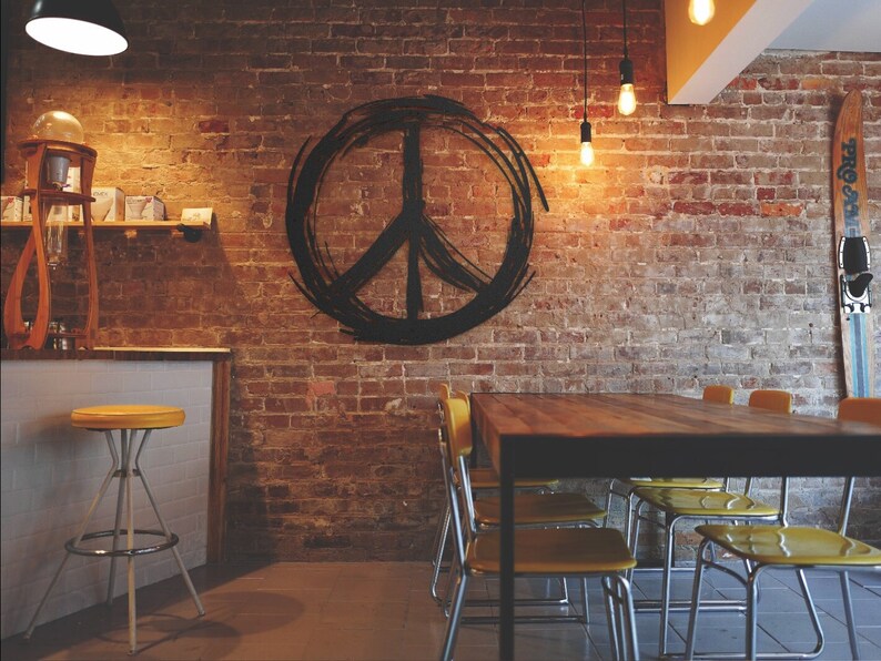 Zen Brush Design Peace Symbol, Peace Sign Wall Art, Metal Peace Sign