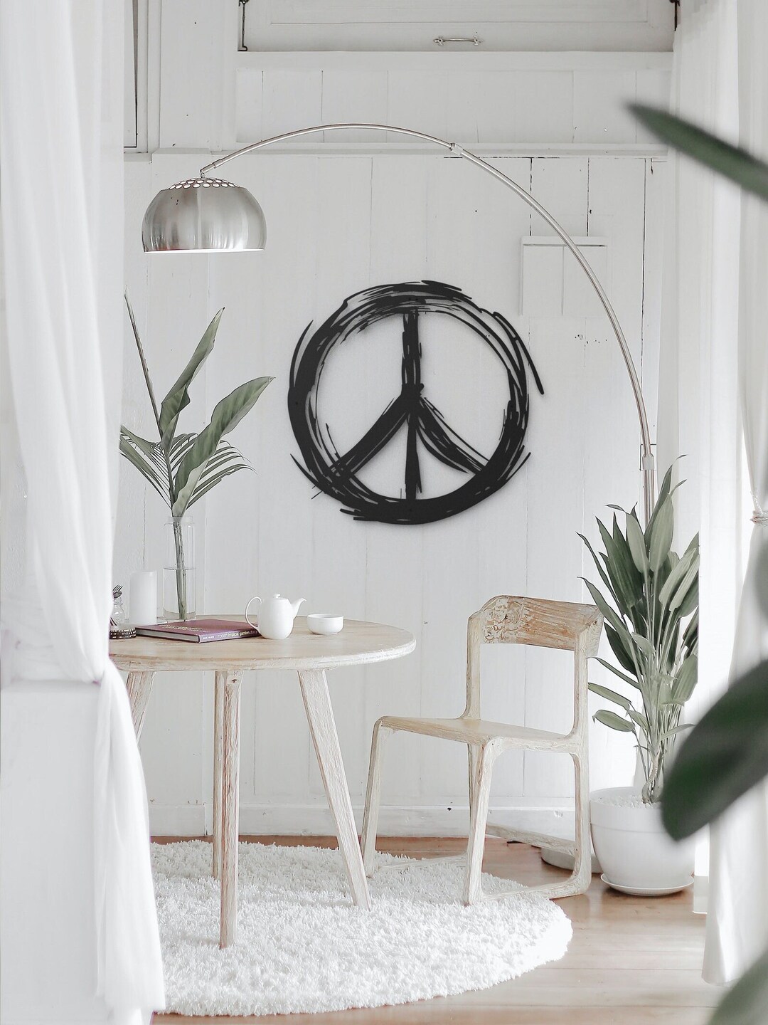 Zen Brush Design Peace Symbol, Peace Sign Wall Art, Metal Peace Sign