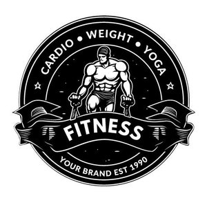 Gym Fitness Logo Vorlage, Workout Emblem, Fitness Center Design, anpassbar, sportliches Icon, Premium, Fitnessstudio Marke, Gesundheitslogo