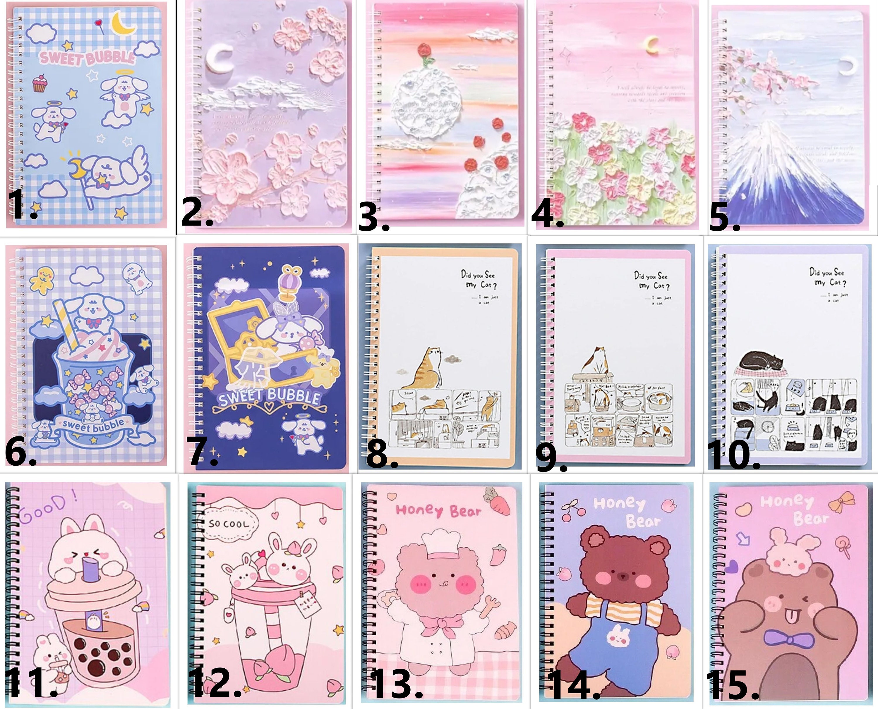 Clara G32DMF8 CLARA Cute Cat Journal Notebook Japanese Sketchbook