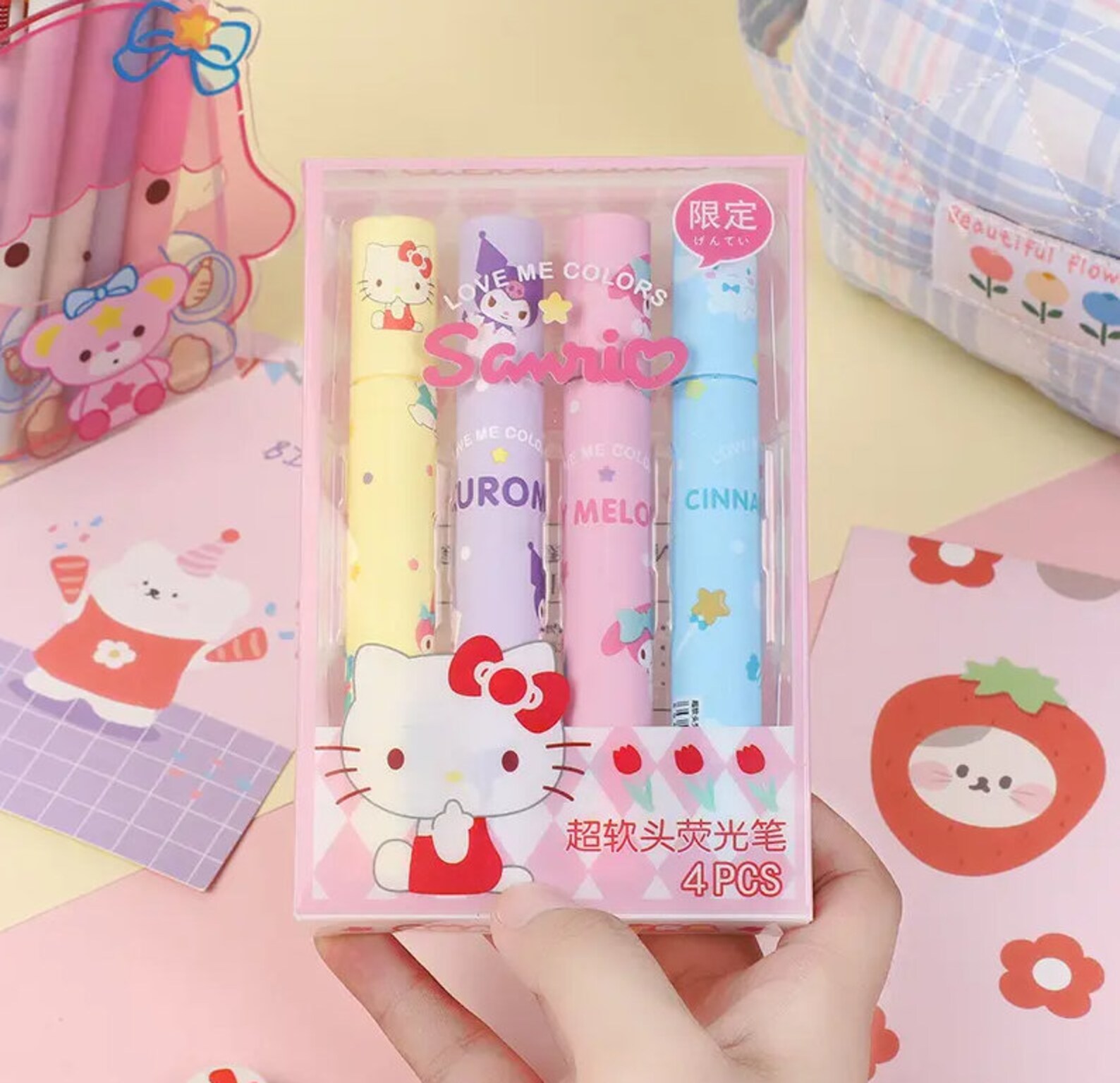 4pcs/set Sanrio My Melody, Kuromi, Hello Kitty & Cinnamoroll