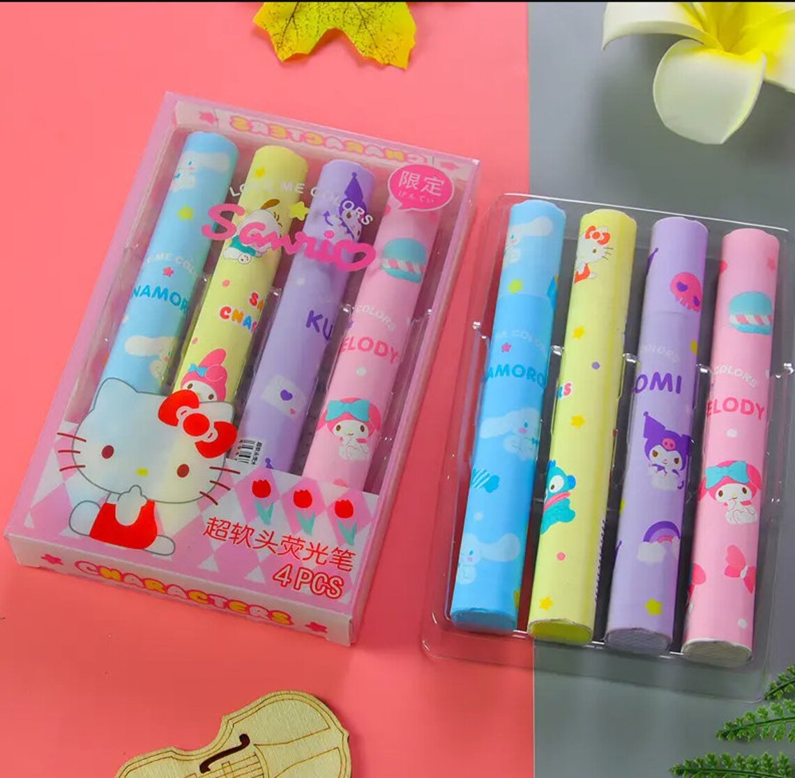 4pcs/set Sanrio My Melody, Kuromi, Hello Kitty & Cinnamoroll