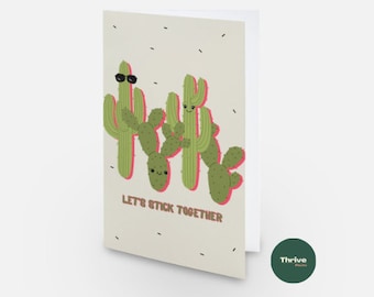 Let's Stick Together | Greeting Card | Houseplants | Plant Greeting Card | Valentines | Gifts