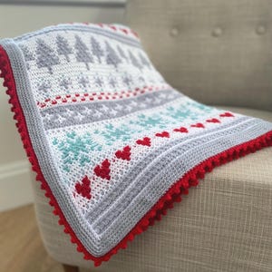 Christmas Wish Crochet Blanket-Overlay Mosaic Crochet-Scandi home decor-PDF crochet pattern-easy crochet pattern - Both UK & US terms