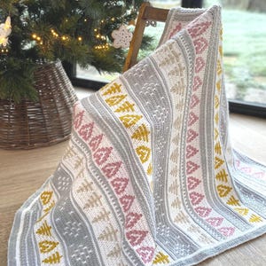 Winter Frost Crochet Blanket -Overlay Mosaic Crochet -Scandi home decor -PDF crochet pattern -modern crochet- easy Christmas crochet pattern