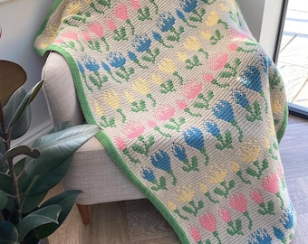 Flower Meadow Blanket Pattern -Overlay Mosaic Crochet pattern