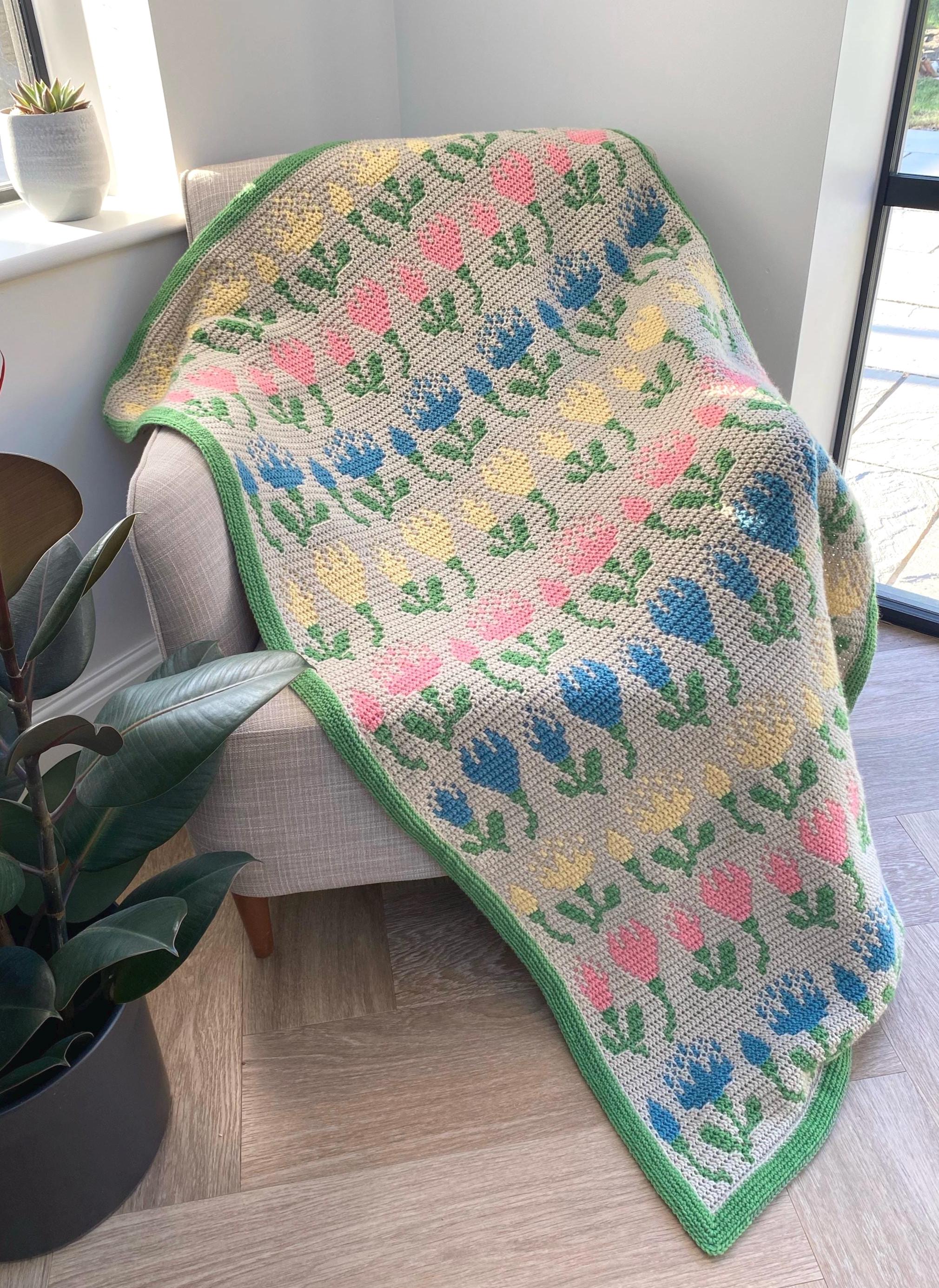 花畑のかぎ編みモザイクブランケット 花畑のかぎ編みモザイクブランケット 花畑のかぎ編みモザイク
