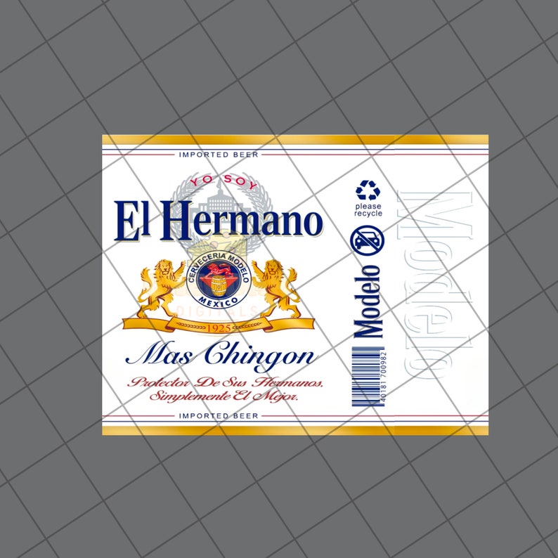 El Hermano mas chingon PNG FILE l caneca de cerveja fosca l Tarro l Modelo l Sublimação l imagem 3