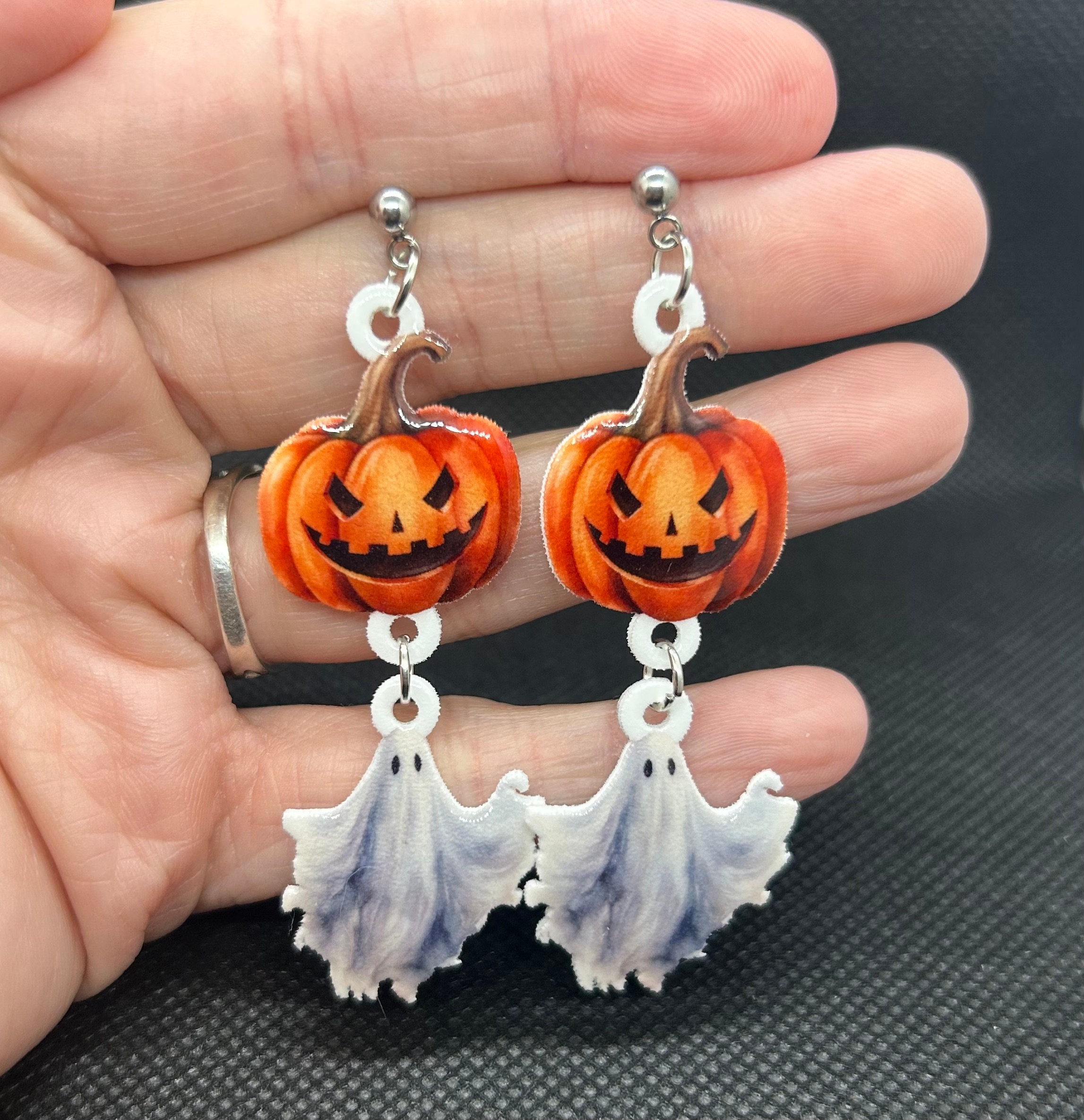 Halloween Skeleton Manatee Shrink Plastic Earrings