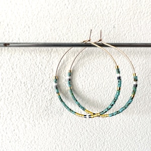 Beaded Hoop Earrings, Boho Hoop Earring, Dainty Hoop Earrings, Turquoise Hoop Earrings